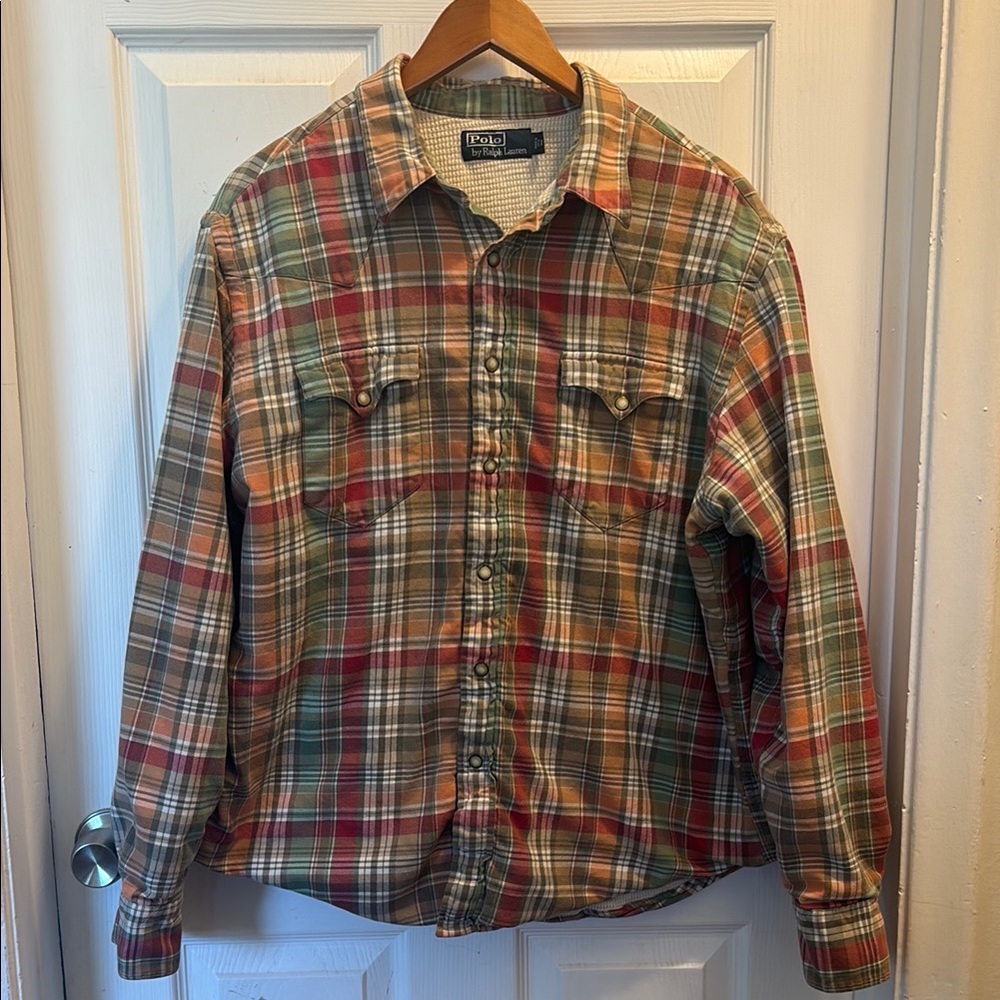 Polo by Ralph Lauren Shirt, Waffle Knit Lined, Snap Ensclosure